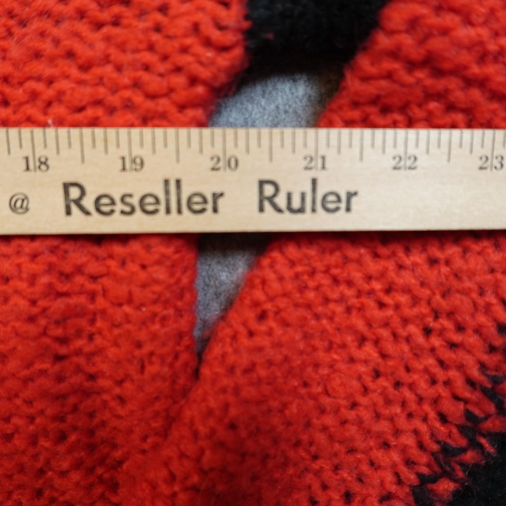 Pam Gela Sweater Womens Small Red Black Block Stripe Crew Neck‎ Chunky Knit Wool - Picture 8 of 10